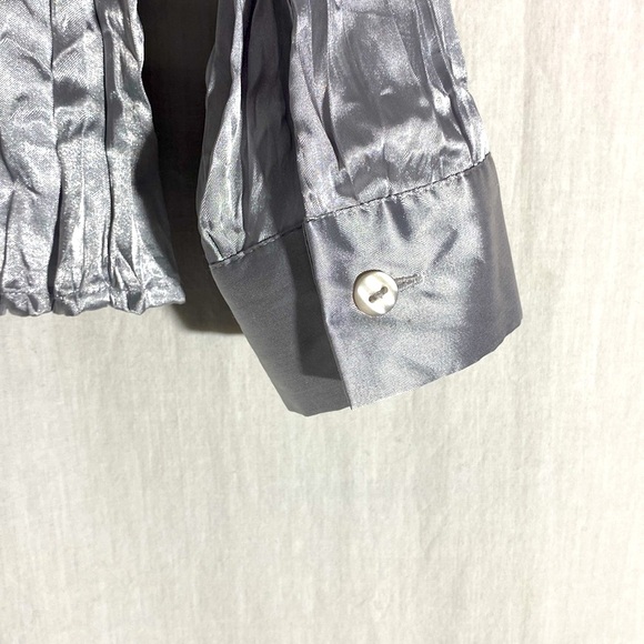 NWOT CLOTHING CO. BY NOTATIONS GORGEOUS SILVER SHIMMERING PLEATED BLOUSE - Picture 4 of 7
